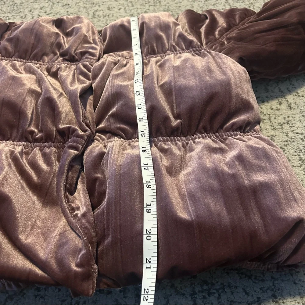 Zara Mauve Velvet Snap Button Puffer Jacket Size 11-12 Kids